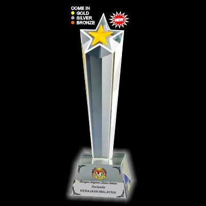 ICA 335 - 3D Emboss Star Crystal Trophy