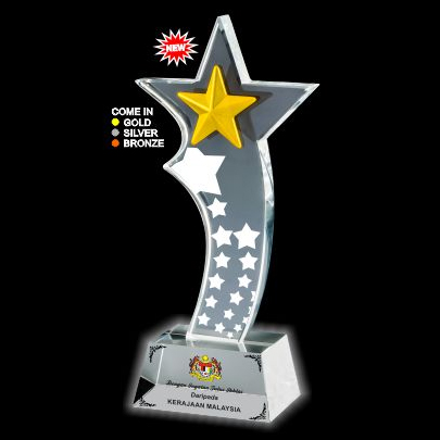 ICA 336 - 3D Emboss Star Crystal Trophy
