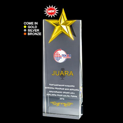 ICA 359 - 3D Emboss Star Crystal Trophy