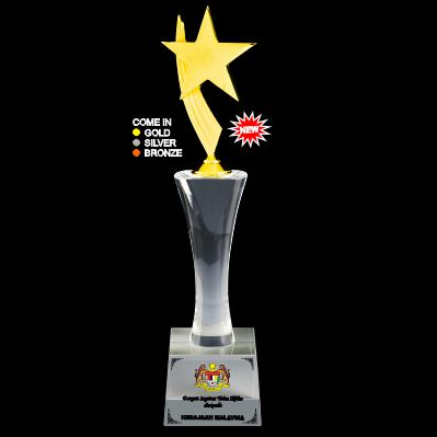 ICT 507 - 3D Emboss Star Crystal Trophy